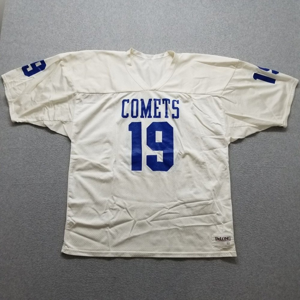 Delong Jersey Mens XL White‎ V Neck Short Sleeve Comets 19